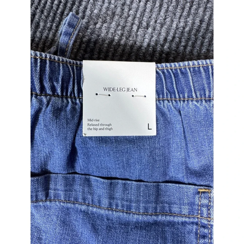 Banana Republic Mid Rise Wide Leg Drawstring Waist Jeans Womens Large Baggy Blue